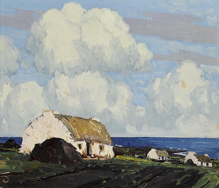 Paul Henry, Cottages on Achill Sound (c.1930-1935) at Morgan O'Driscoll Art Auctions