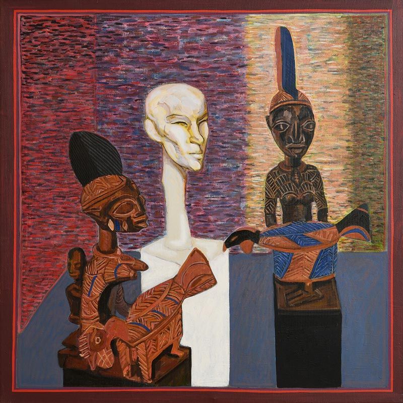 Brian Bourke, Two African Carvings and Plaster Head at Morgan O'Driscoll Art Auctions