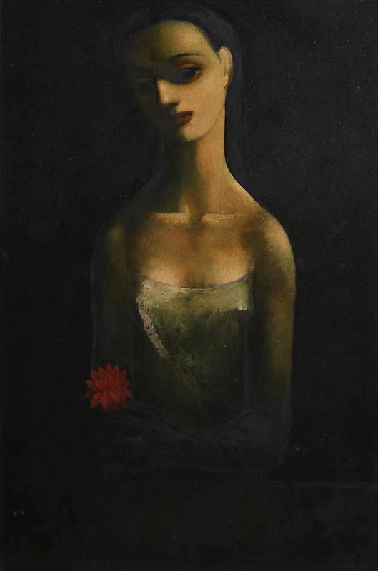 Daniel O'Neill, Girl with Flower (c.1958/62) at Morgan O'Driscoll Art Auctions