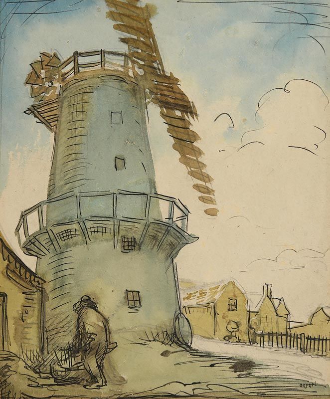 Sir William Orpen, Man Working before Cley Windmill, Norfolk at Morgan O'Driscoll Art Auctions
