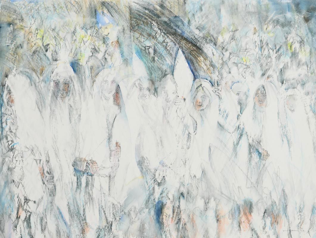 Louis Le Brocquy, Riverrun, Procession with Lilies (W.1256) (1992) at Morgan O'Driscoll Art Auctions
