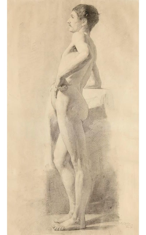 Sir William Orpen, Study of a Male Nude (1896) at Morgan O'Driscoll Art Auctions