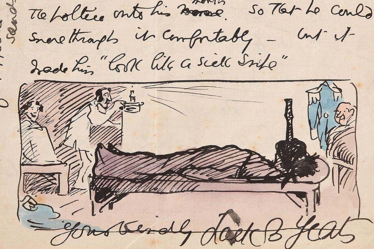 Jack Butler Yeats, Illustrated Letter from Jack Butler Yeats to Thomas Arnold Harvey, 10th October c.1908 at Morgan O'Driscoll Art Auctions