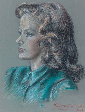 Harry Kernoff RHA (1900-1974), Portrait of a Lady in Blue Dress at Morgan O'Driscoll Art Auctions
