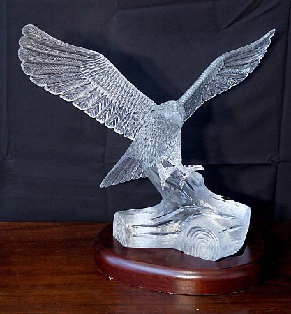 Unique Waterford Crystal Eagle on mahogany plinth base (46cm high) at Morgan O'Driscoll Art Auctions