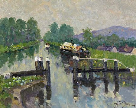 Liam Treacy RHA (1934-2005), Barges on the Canal at Morgan O'Driscoll Art Auctions