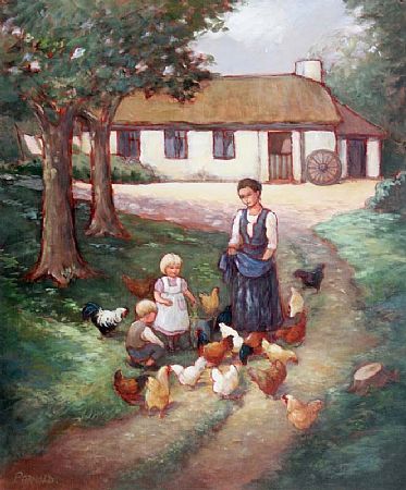 Phyllis A. Arnold RMS, PPUSWA, UWS, FIBA (b.1938), Feeding Poultry at Morgan O'Driscoll Art Auctions