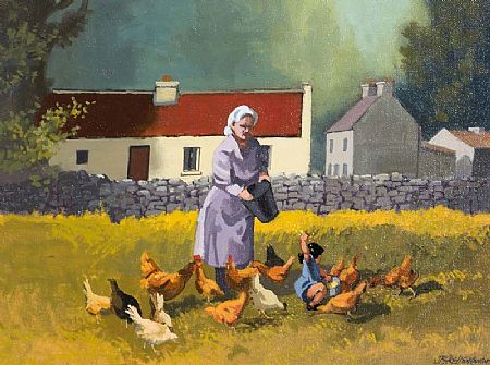 John Francis Skelton (20th/21st Century), Feeding the Hens at Morgan O'Driscoll Art Auctions