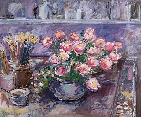 Robert Bottom PRUA (b.1944), Large Pot of Flowers in the Studio at Morgan O'Driscoll Art Auctions