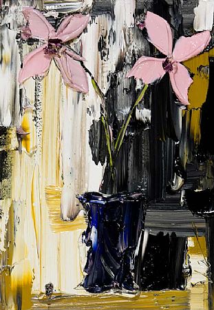Pink Flowers in a Blue Vase at Morgan O'Driscoll Art Auctions