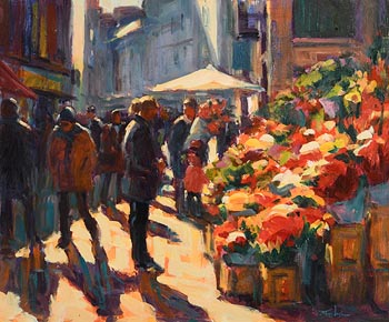 Norman Teeling, Flower Sellers, Grafton Street at Morgan O'Driscoll Art Auctions