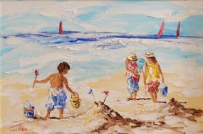 Lorna Millar (20th/21st Century), Playing on the Beach at Morgan O'Driscoll Art Auctions
