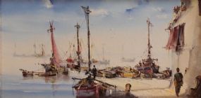 Jorge Aquilar-Agon FRSA, AAPB, AEA, (b.1936) Spanish, Along The Quay at Morgan O'Driscoll Art Auctions