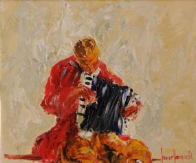 Louise Mansfield (20th/21st Century), The Accordian Player at Morgan O'Driscoll Art Auctions