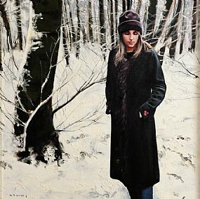 Gerard M. Burns (b.1961) Scottish, Girl Between Trees in Winter at Morgan O'Driscoll Art Auctions
