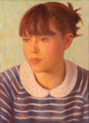 James Cahill (20th/21st Century), Girl in a Striped Top at Morgan O'Driscoll Art Auctions