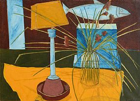 Graham Knuttel (b.1954), Still Life - Lamp and Vase of Flowers at Morgan O'Driscoll Art Auctions