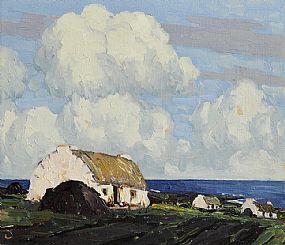Paul Henry, Cottages on Achill Sound (c.1930-1935) at Morgan O'Driscoll Art Auctions
