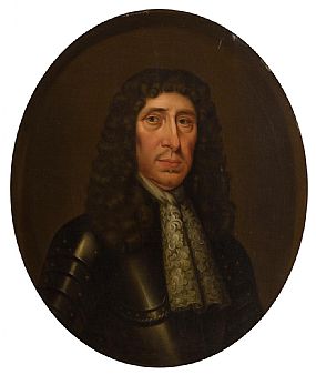 17th Century English School, Portrait of a Gentleman (possibly of the Cradock family, half length wearing a wig, lace cravat and armour) at Morgan O'Driscoll Art Auctions