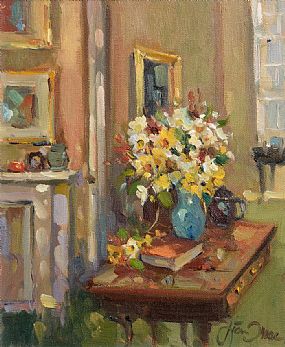 Liam Treacy, Still Life With Blue Vase at Morgan O'Driscoll Art Auctions