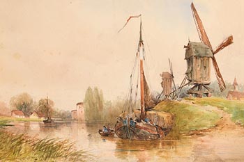 William Bingham, Sketch on Canal Near Bruges at Morgan O'Driscoll Art Auctions