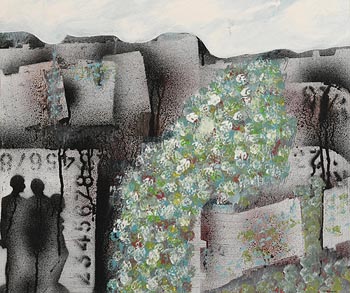 Jack Pakenham, Landscape with Figures and Numbers (c.1970) at Morgan O'Driscoll Art Auctions