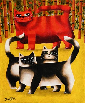 Graham Knuttel (1954-2023), Feline Threesome at Morgan O'Driscoll Art Auctions