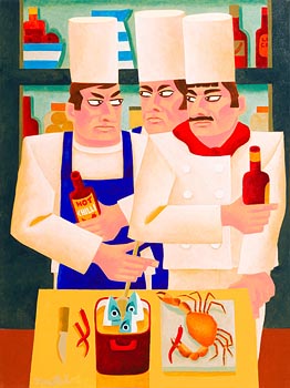 Graham Knuttel (1954-2023), Three Chefs at Morgan O'Driscoll Art Auctions