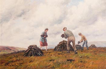 Charles J. McAuley, Everyone Helps with the Turf (1983) at Morgan O'Driscoll Art Auctions