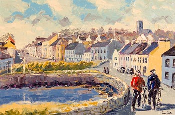Ivan Sutton, Walking the Bikes, Roundstone Village, Co Galway at Morgan O'Driscoll Art Auctions