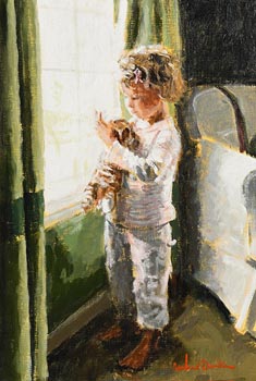 Rowland Davidson, Little Girl with Soft Toy at Morgan O'Driscoll Art Auctions