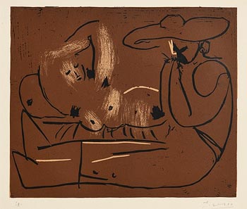 Pablo Picasso, Femme Couchee et Homme au Grand Chapeau (Bloch 919) (1962) at Morgan O'Driscoll Art Auctions