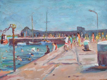 James O'Halloran, Swimming Cappa Pier (1989) at Morgan O'Driscoll Art Auctions