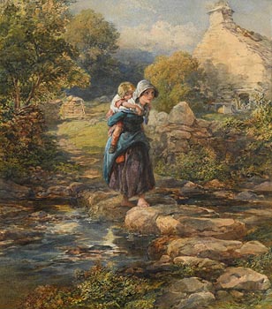 Francis William Topham, The Stepping Stones (1861) at Morgan O'Driscoll Art Auctions