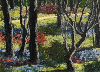 Ciaran Clear, Bluebells in Spring, Woods of Kenure Estate, Rush at Morgan O'Driscoll Art Auctions