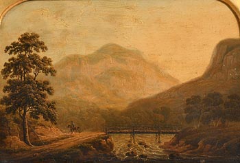 Circle of James Arthur O'Connor, Figure on Horseback in a Landscape (1820) at Morgan O'Driscoll Art Auctions