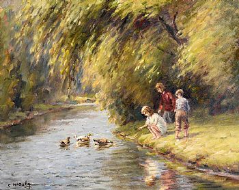 Charles J. McAuley, Feeding the Ducks at Morgan O'Driscoll Art Auctions