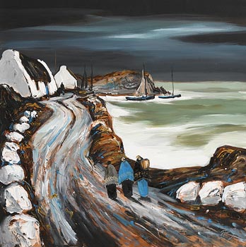 J.P. Rooney, Irish Shawlies on the Cliff Road at Morgan O'Driscoll Art Auctions