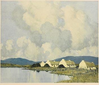 Paul Henry, Cottages and Peat Stacks, Connemara at Morgan O'Driscoll Art Auctions