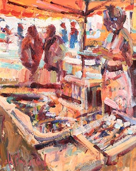 Arthur K. Maderson, Under Cover, Market Day, France at Morgan O'Driscoll Art Auctions