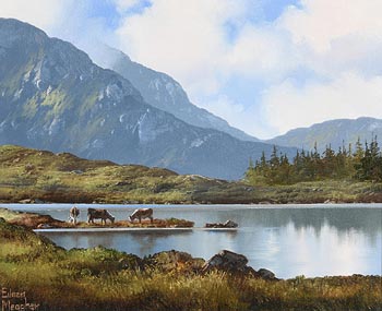 Eileen Meagher, Cattle at Lough Inagh, Connemara at Morgan O'Driscoll Art Auctions