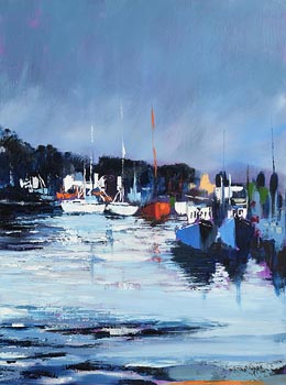 Paula McKinney, Boats at Greencastle, Co. Donegal at Morgan O'Driscoll Art Auctions