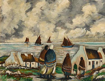 Markey Robinson, Shawlies Watching the Boats at Morgan O'Driscoll Art Auctions