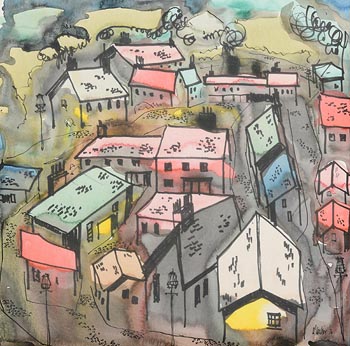 Seamus O'Colmain, The Village (1976) at Morgan O'Driscoll Art Auctions