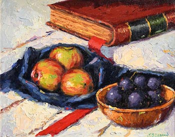 James S. Brohan, Still Life with Apples and Plums at Morgan O'Driscoll Art Auctions