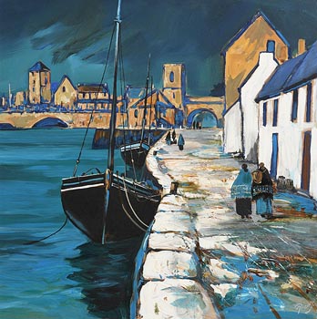 J.P. Rooney, The Long Walk - Spanish Arch, Galway at Morgan O'Driscoll Art Auctions