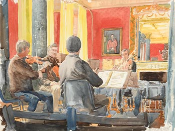 Shaun Stanley, Rehearsal, Vanbrugh String Quartet at Bantry House at Morgan O'Driscoll Art Auctions