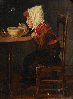 19th Century Dutch School, Peasant Eating Soup at Morgan O'Driscoll Art Auctions