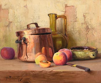 Robert Chailloux, Copper Pan, Jug and Peaches at Morgan O'Driscoll Art Auctions