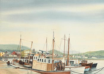 Tom Roche, Boats in the Harbour at Morgan O'Driscoll Art Auctions